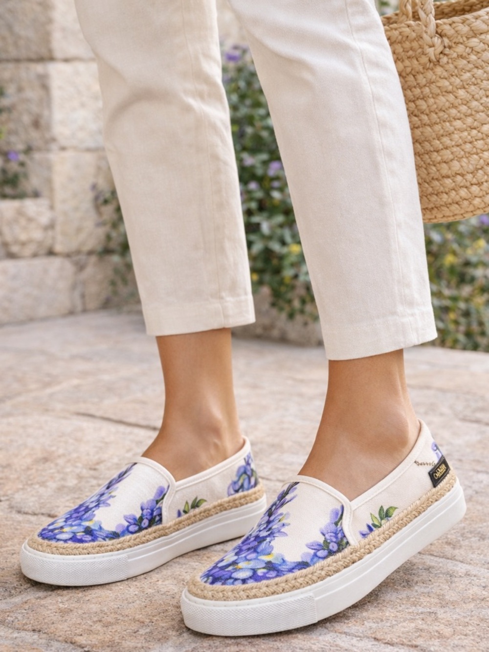 Dolce & Gabbana Floral Espadrilles Cream Purple IT 37 Slip-On Canvas Italy - Picture 7 of 7